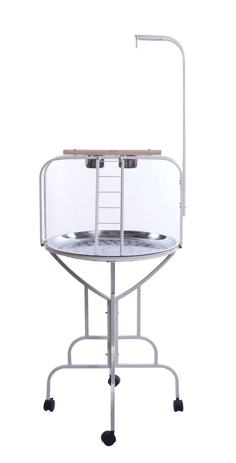 YES4PETS White Bird Cage Parrot Playpen Gym Toy Stand With Ladder On Wheels