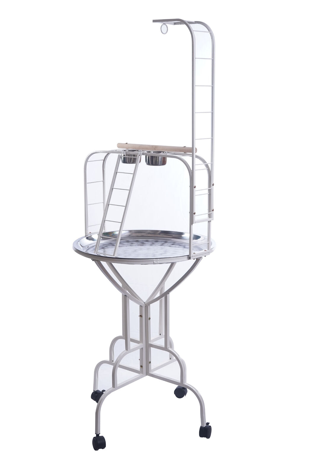 YES4PETS White Bird Cage Parrot Playpen Gym Toy Stand With Ladder On Wheels