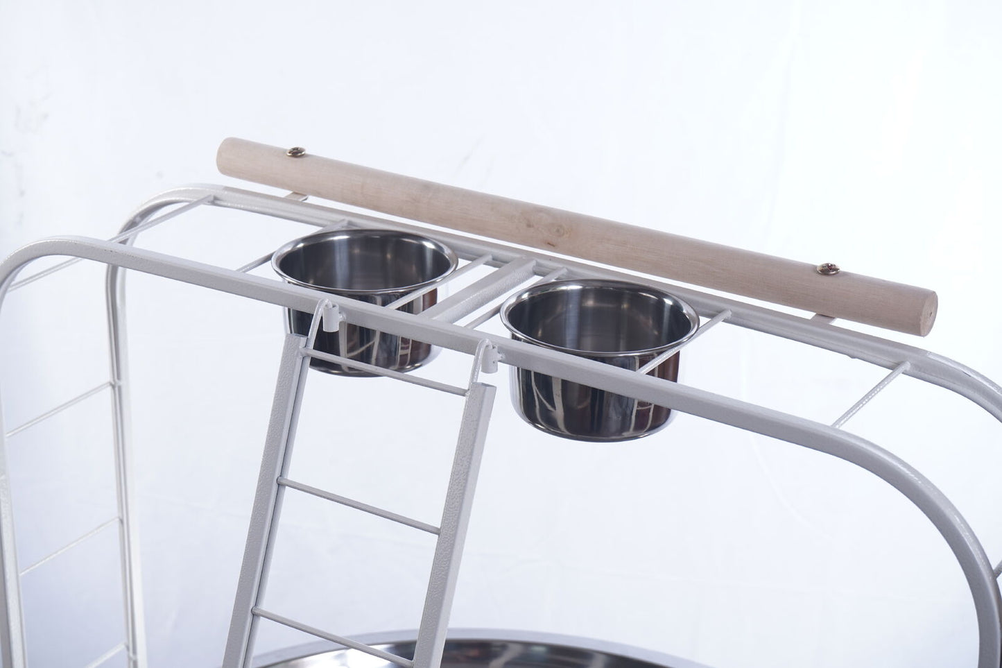 YES4PETS White Bird Cage Parrot Playpen Gym Toy Stand With Ladder On Wheels