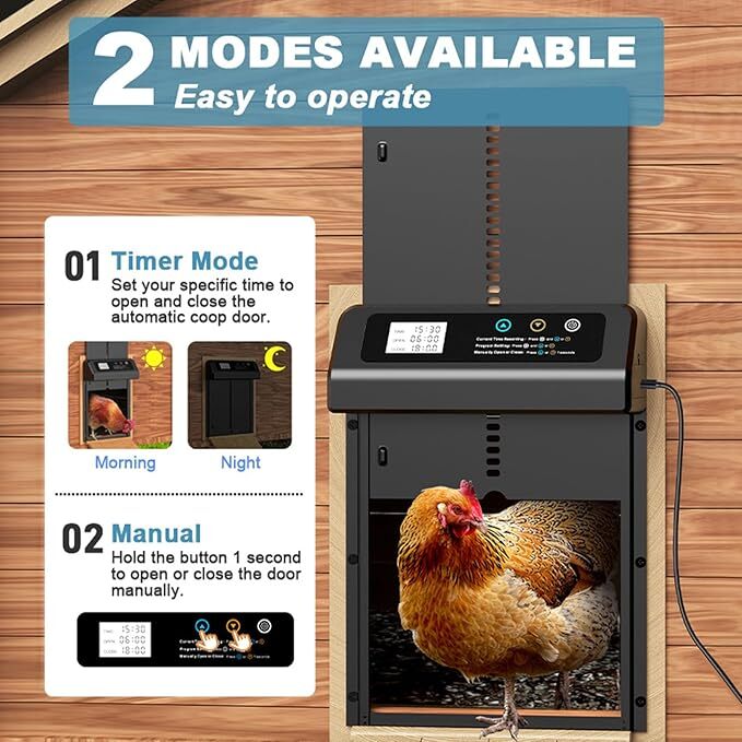 YES4PETS Automatic Aluminum Chicken Coop Door Timer Solar Panel Remote Control Anti Pinch