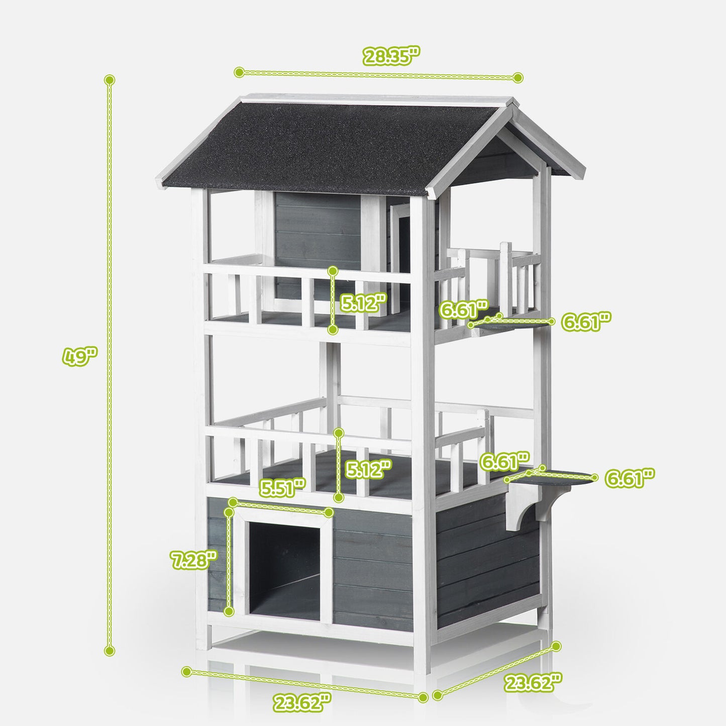 YES4PETS Double Story Cat Shelter Condo with Escape Door Rainproof Kitty House