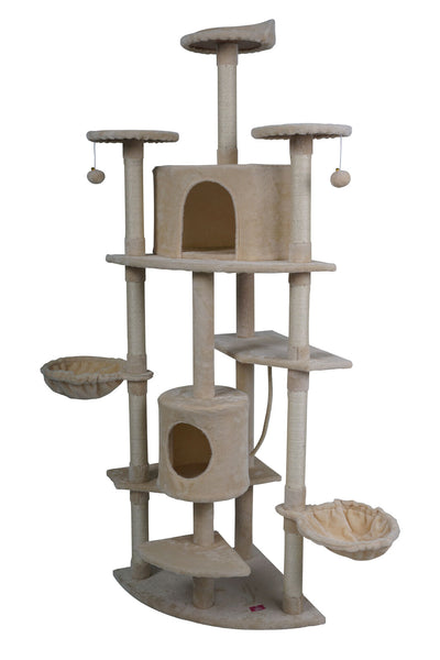 YES4PETS 200 cm Cat Scratching Post Tree Scratcher Corner Tower Furniture- Beige