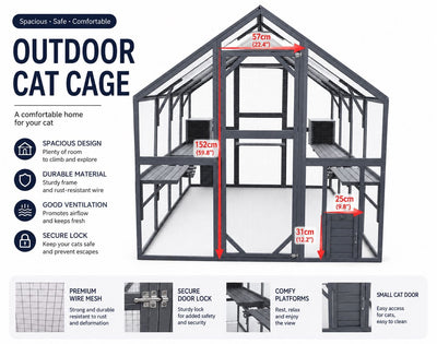 YES4PETS XXXXL Pet Cat Bird Ferret Shelter Condo with Escape Door Wooden Kitten Cage House