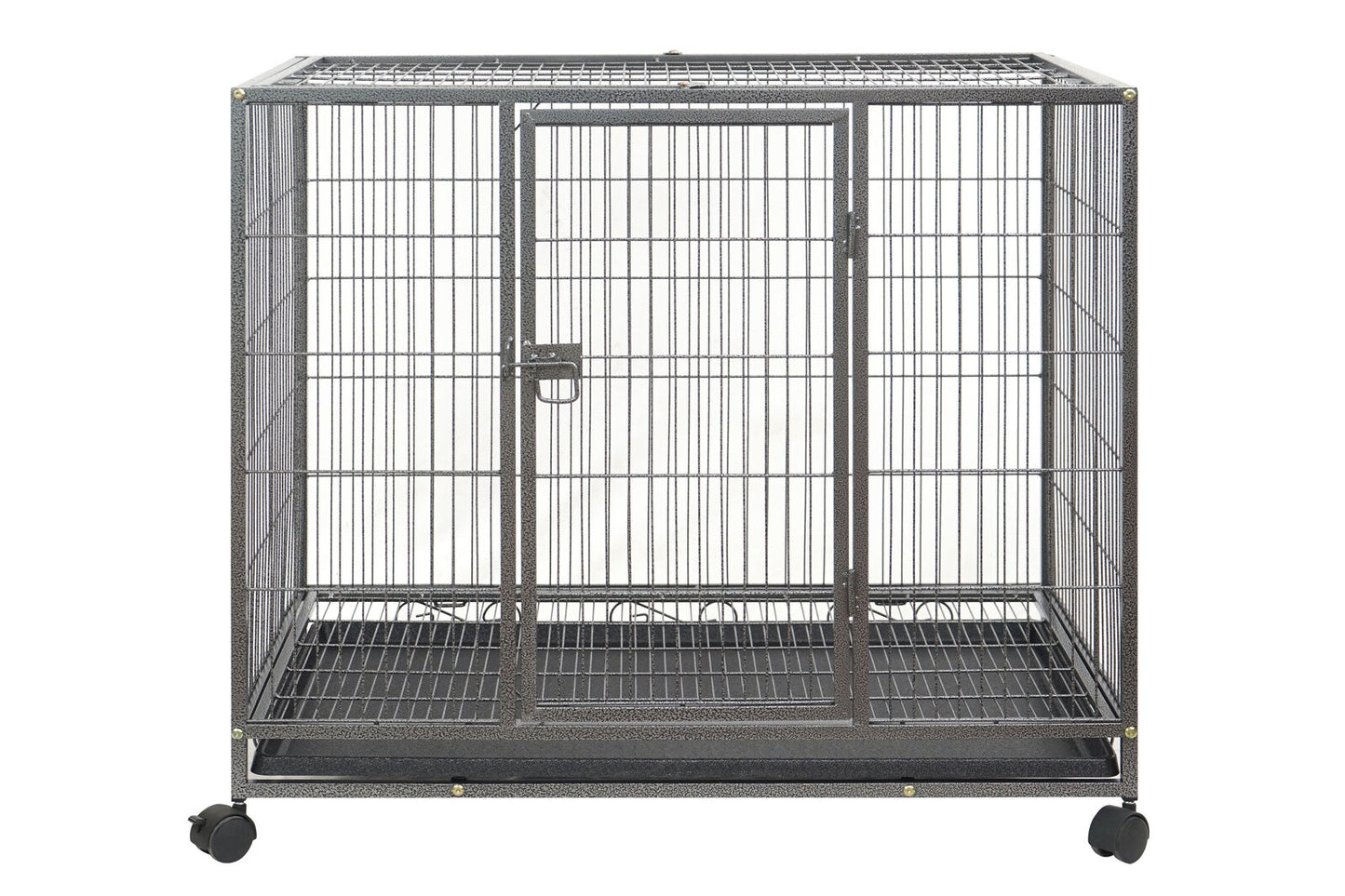 YES4PETS Medium Pet Dog Cat Cage Metal Rabbit Crate Carrier Kennel Wheel & Tray