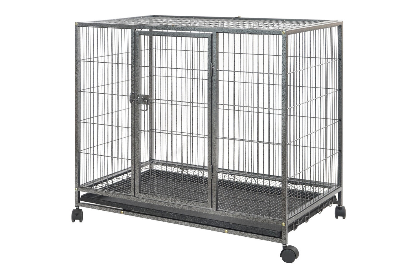 YES4PETS Medium Pet Dog Cat Cage Metal Rabbit Crate Carrier Kennel Wheel & Tray