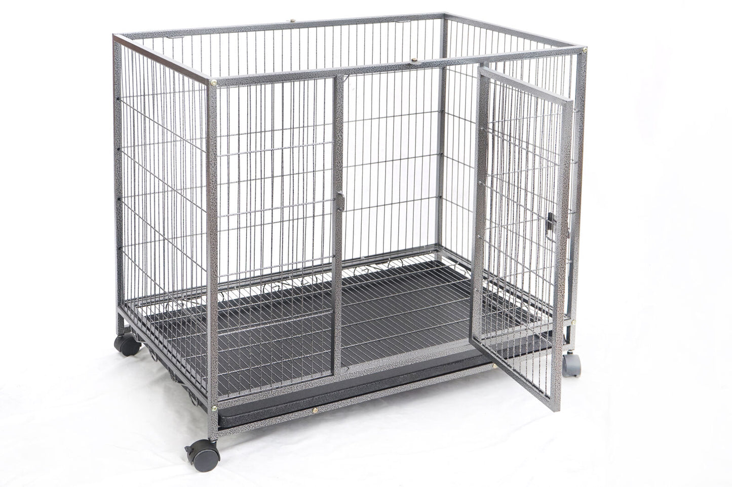YES4PETS Medium Pet Dog Cat Cage Metal Rabbit Crate Carrier Kennel Wheel & Tray