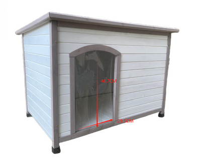 YES4PETS L Timber Pet Dog Kennel House Puppy Wooden Timber Cabin With Stripe White