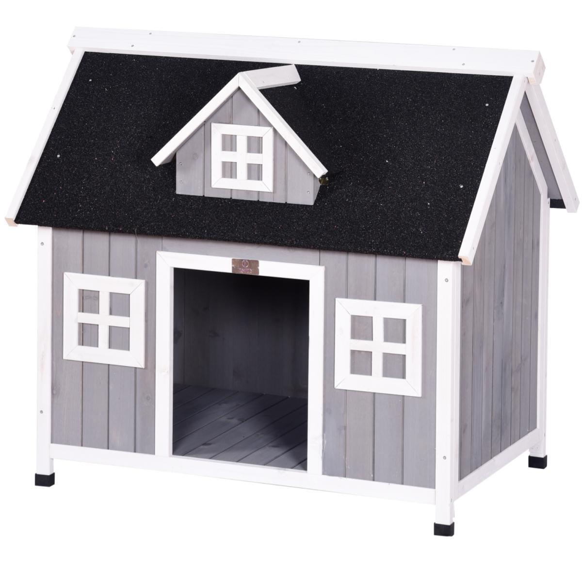YES4PETS Grey Large Timber Pet Dog Puppy Wooden Cabin Kennel Timber House