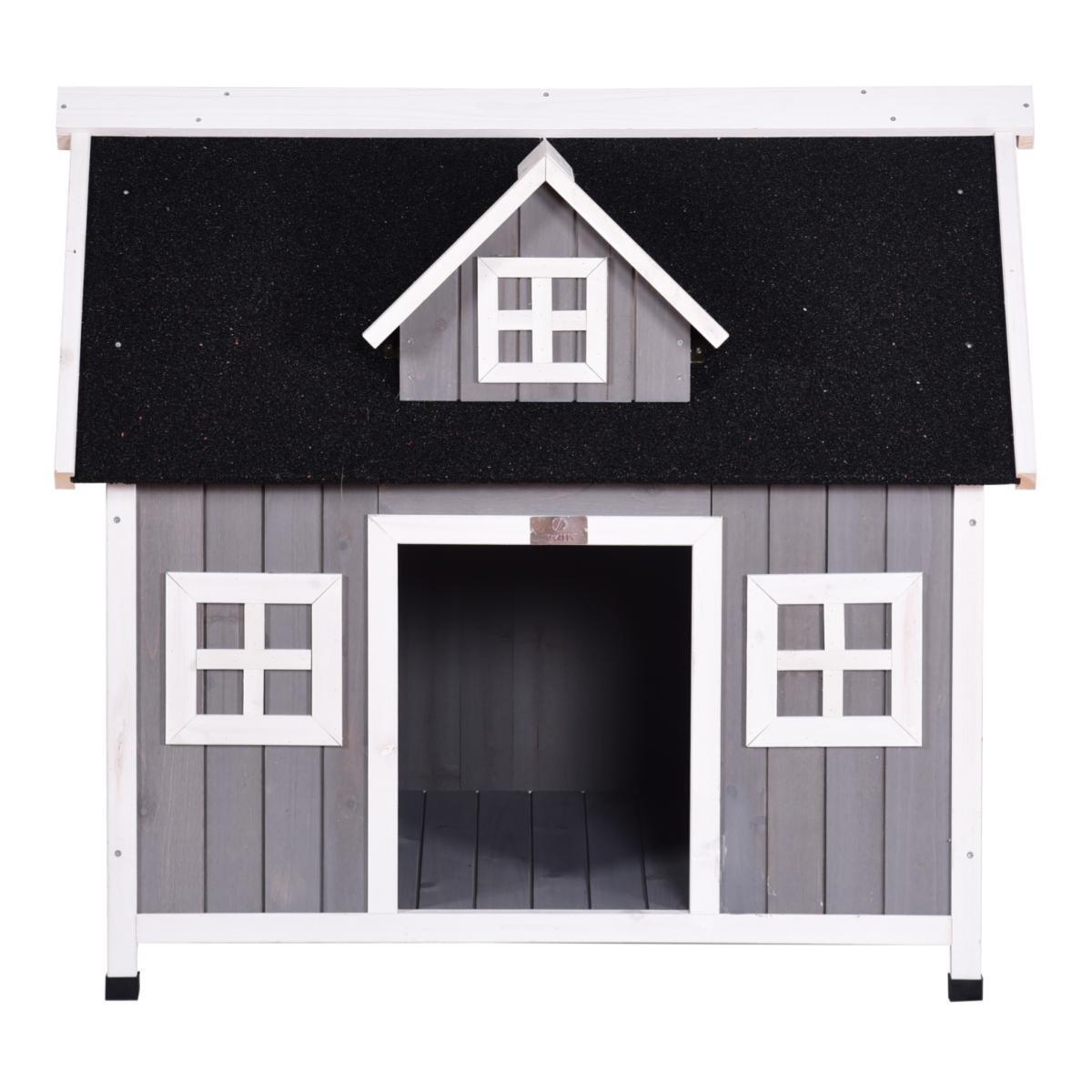 YES4PETS Grey Large Timber Pet Dog Puppy Wooden Cabin Kennel Timber House