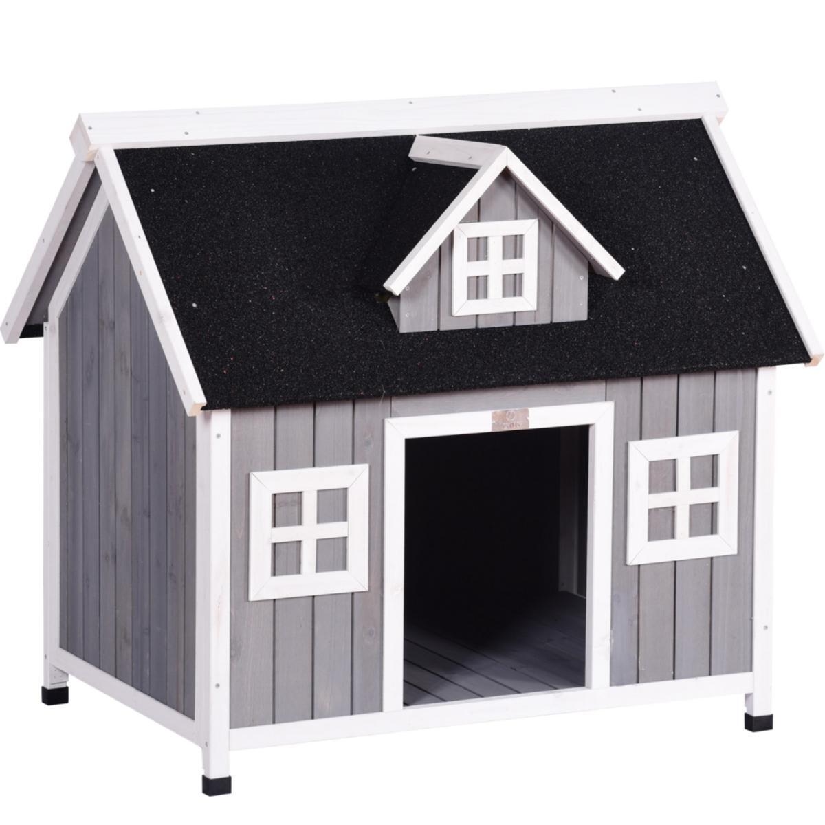 YES4PETS Grey Large Timber Pet Dog Puppy Wooden Cabin Kennel Timber House