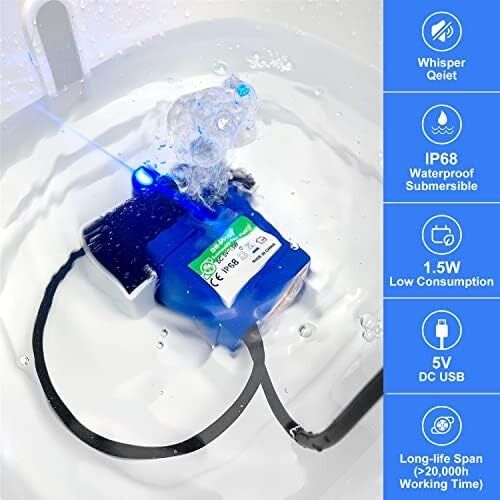 YES4PETS Cat Pet Water Fountain Pump Replacement LED Light DR-DC for Round Cubic Flower Cap Fountains