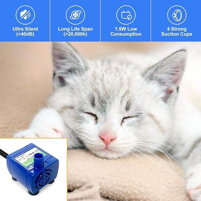 YES4PETS Cat Pet Water Fountain Pump Replacement DR-DC for Round Cubic Flower Cap Fountains