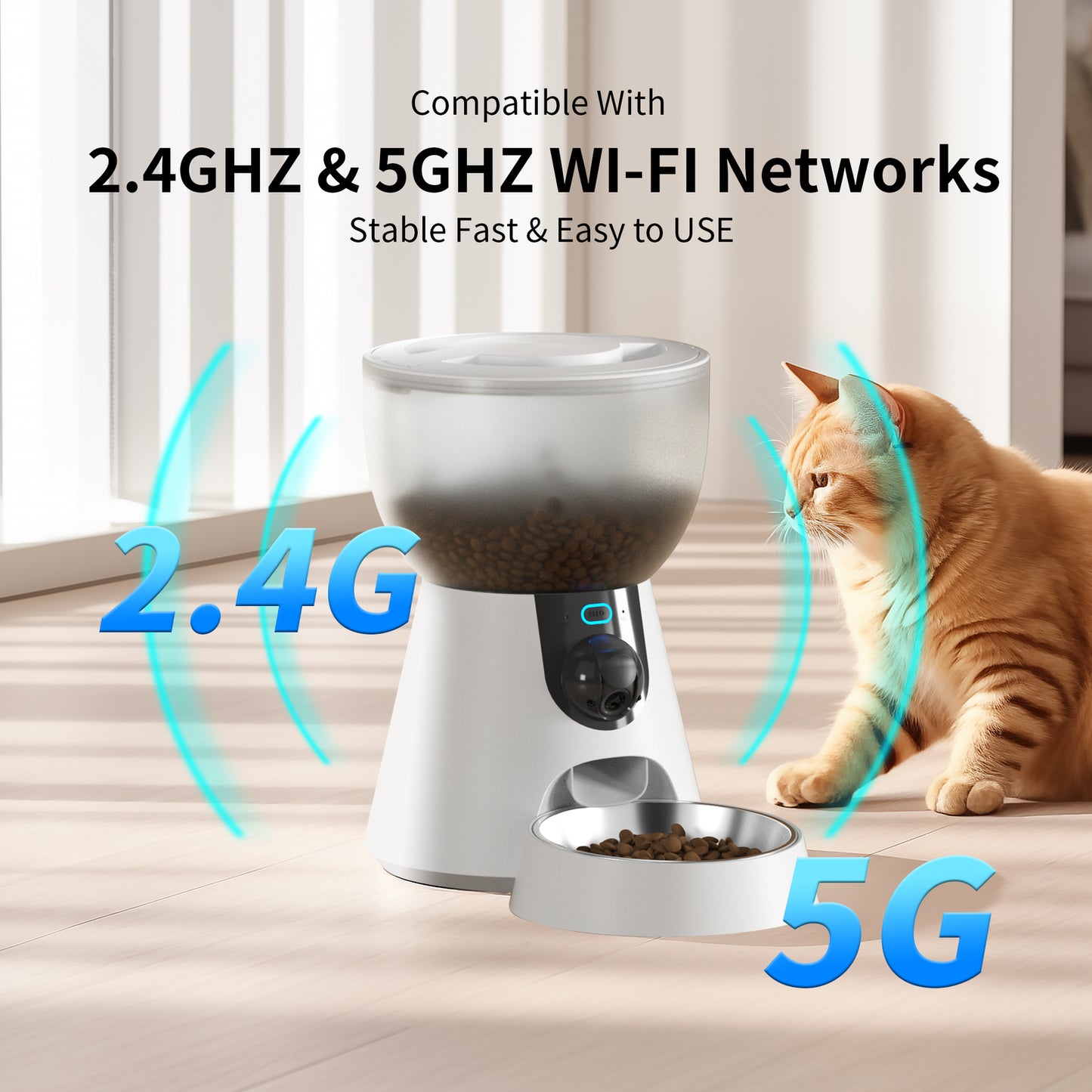 Smart Automatic Pet Dog Cat Rabbit Monitoring Feeder Camera APP for iPhone Android