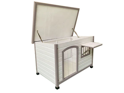 YES4PETS L White Pet Dog Wooden Kennel House Window Puppy Cabin Timber