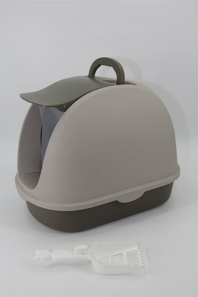 YES4PETS Cat Toilet Litter Box Portable Hooded Tray House with Scoop and Handle Brown