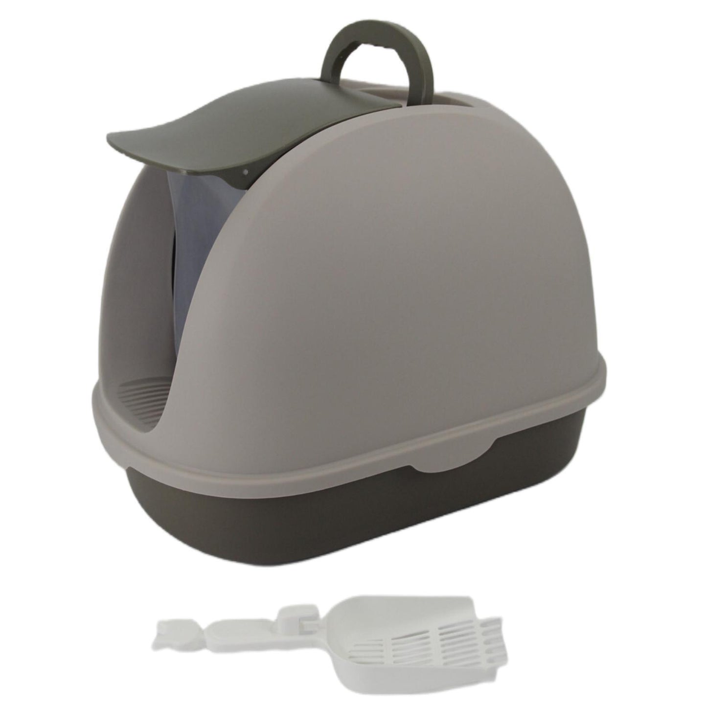 YES4PETS Cat Toilet Litter Box Portable Hooded Tray House with Scoop and Handle Brown