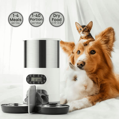 YES4PETS 4.5L Dual Power Supply Automatic Digital Pet Dog Cat Double Feeder Food Stainless Steel Bowls Dispenser