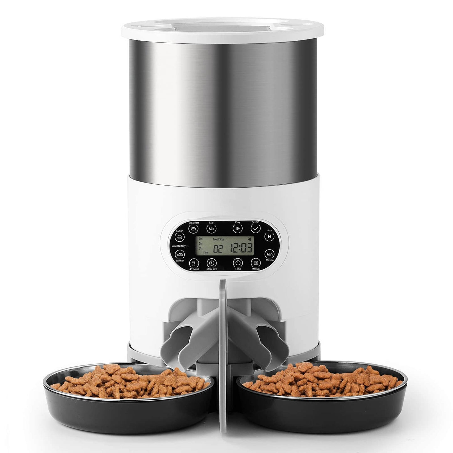 YES4PETS 4.5L Dual Power Supply Automatic Digital Pet Dog Cat Double Feeder Food Stainless Steel Bowls Dispenser