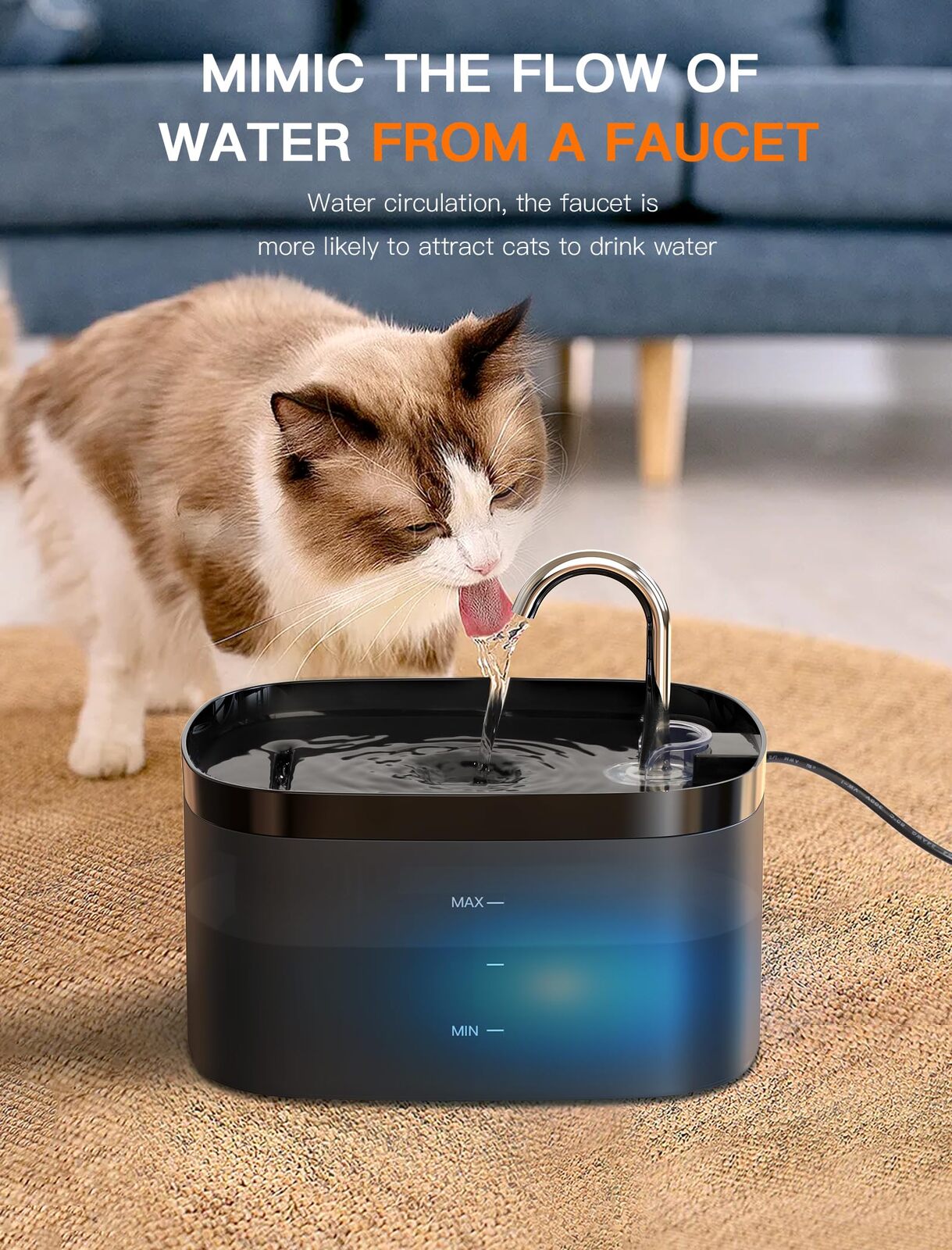 YES4PETS 2.5L Automatic Electric Pet Water Fountain Dog Cat Feeder Bowl Dispenser