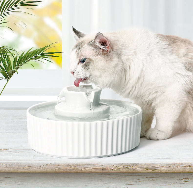 YES4PETS Porcelain Electric Pet Water Fountain Dog Cat Ceramic Water Feeder Bowl Dispenser 17X Filters