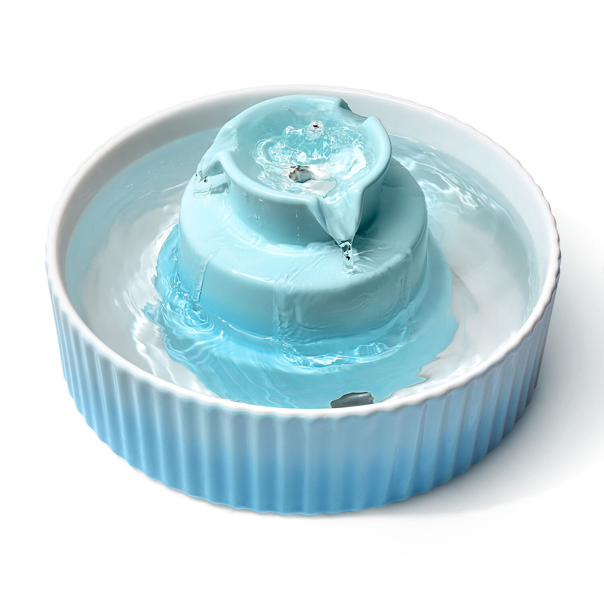 YES4PETS Blue Ceramic Electric Pet Water Fountain Dog Cat Water Feeder Bowl Dispenser 17X Filters