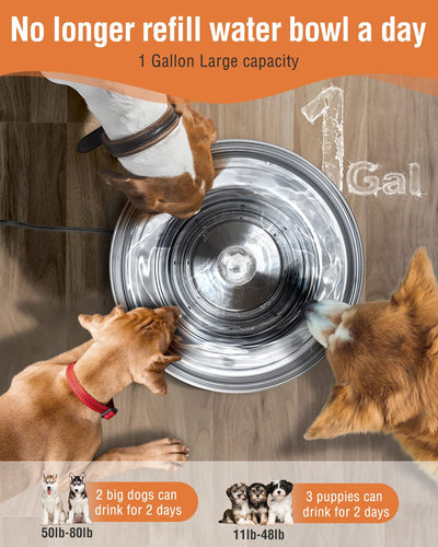 YES4PETS 3.78L Automatic Electric Pet Water Fountain Dog Cat Stainless Steel Feeder Bowl Dispenser