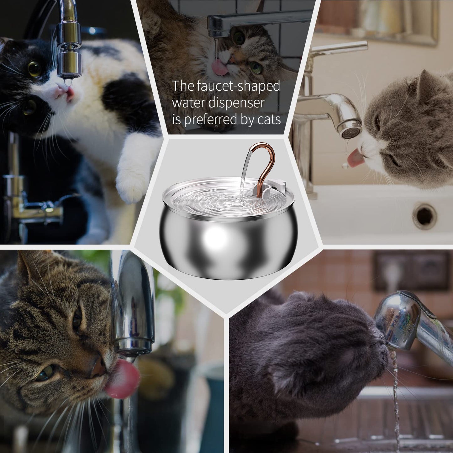 4L Automatic Electric Pet Water Fountain Dog Cat Stainless Steel Dispenser Drink Bowl