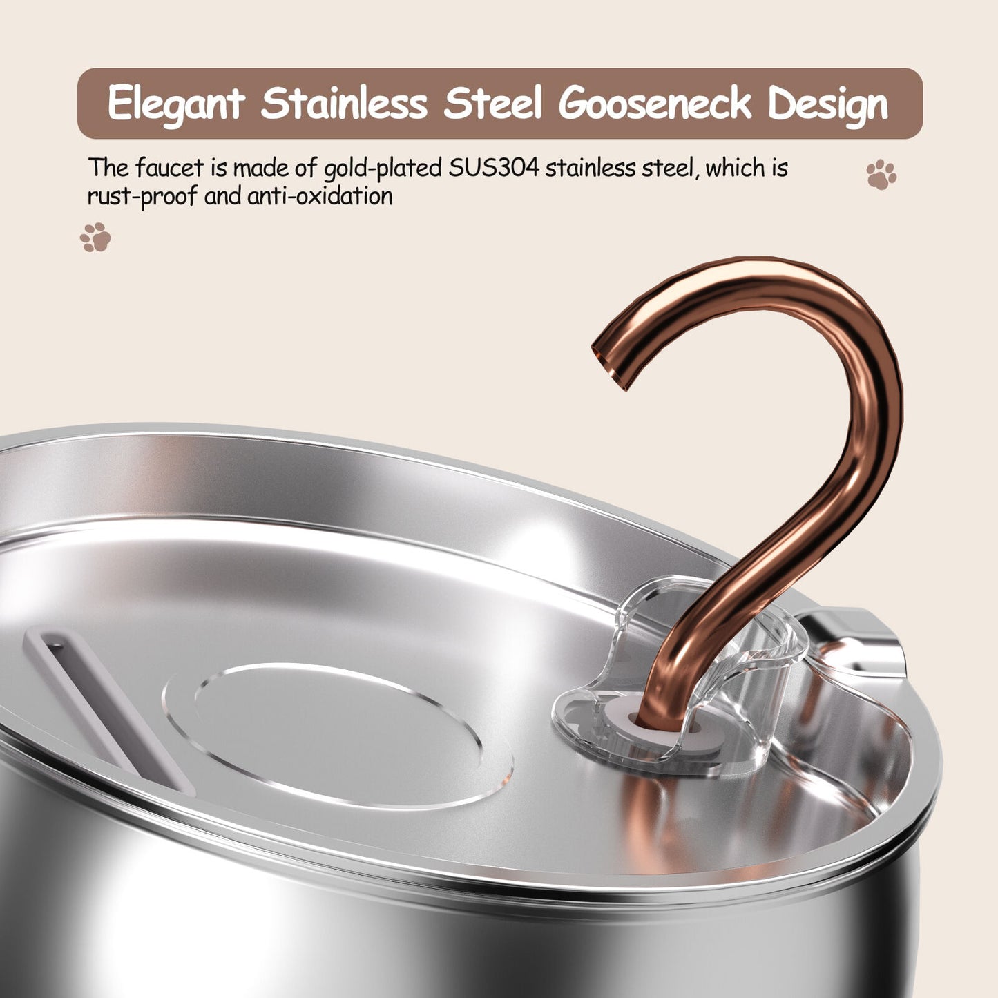 2.5L Automatic Electric Pet Water Fountain Dog Cat Stainless Steel Dispenser Drink Bowl