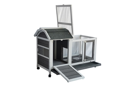 YES4PETS Rabbit Hutch Cat House Cage Guinea Pig Ferret Cage With Wheels