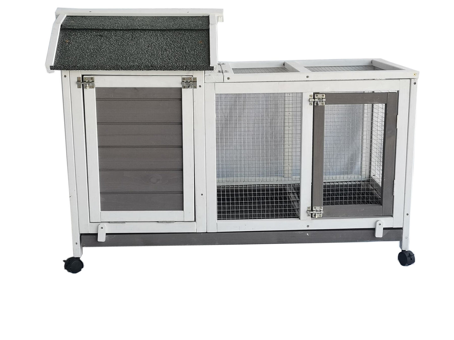 YES4PETS Rabbit Hutch Cat House Cage Guinea Pig Ferret Cage With Wheels