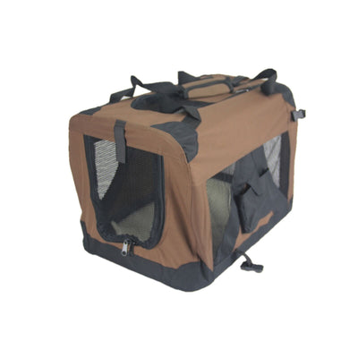 YES4PETS Large Portable Foldable Pet Dog Cat Puppy Travel Cage Soft Crate-Brown