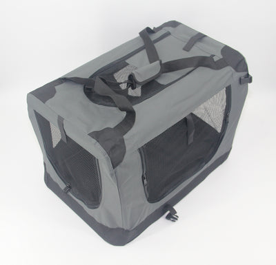 YES4PETS Large Portable Foldable Pet Dog Cat Puppy Soft Crate-Grey