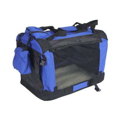 YES4PETS Medium Foldable Pet Dog Puppy Cat Rabbit Soft Crate With Curtain-Blue