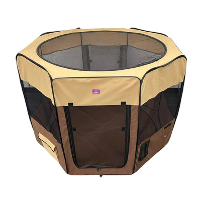 YES4PETS 98 cm High Foldable XL Brown Dog Puppy Cat Cage Soft Playpen Rabbit Enclosure