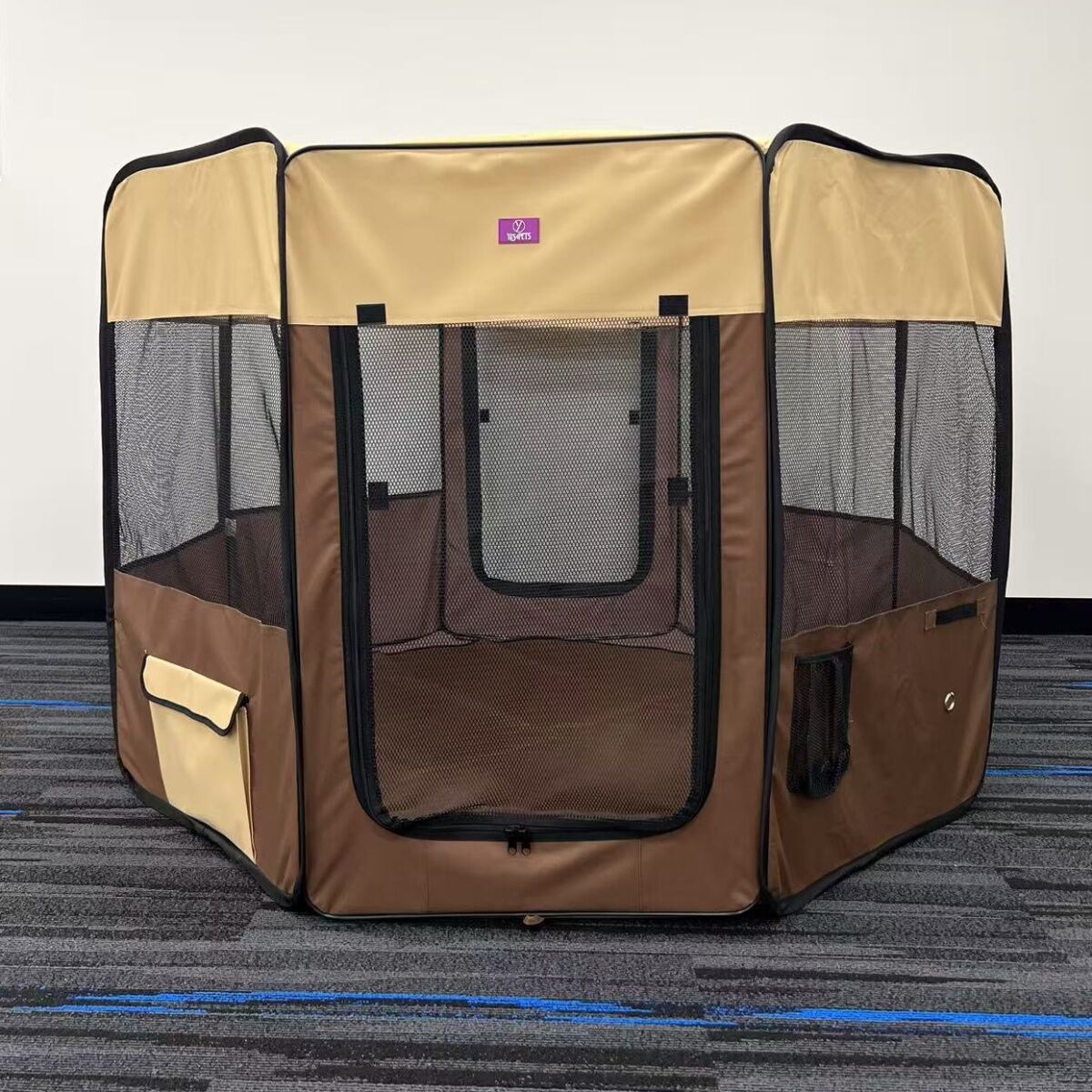 YES4PETS 98 cm High Foldable XL Brown Dog Puppy Cat Cage Soft Playpen Rabbit Enclosure