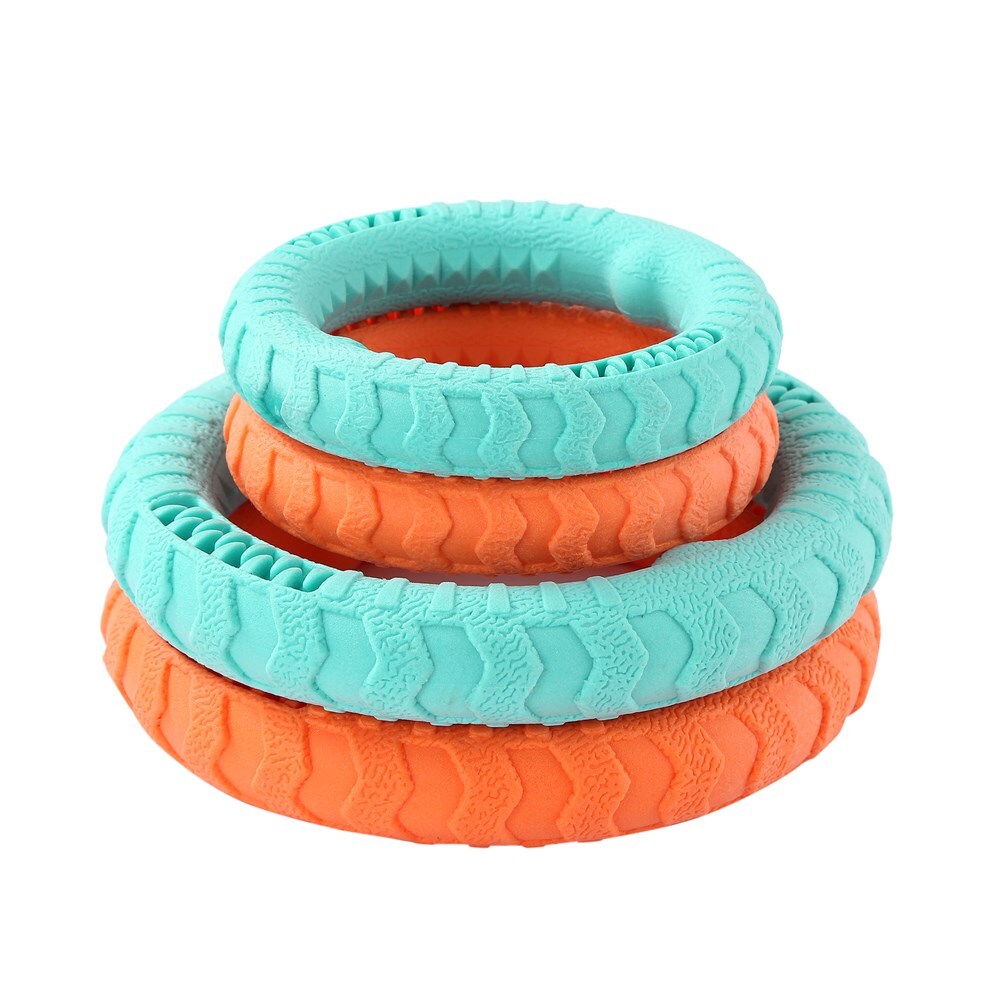 2 x Large Dog Puppy Fetch Toy Tugger Ring Large 24cm