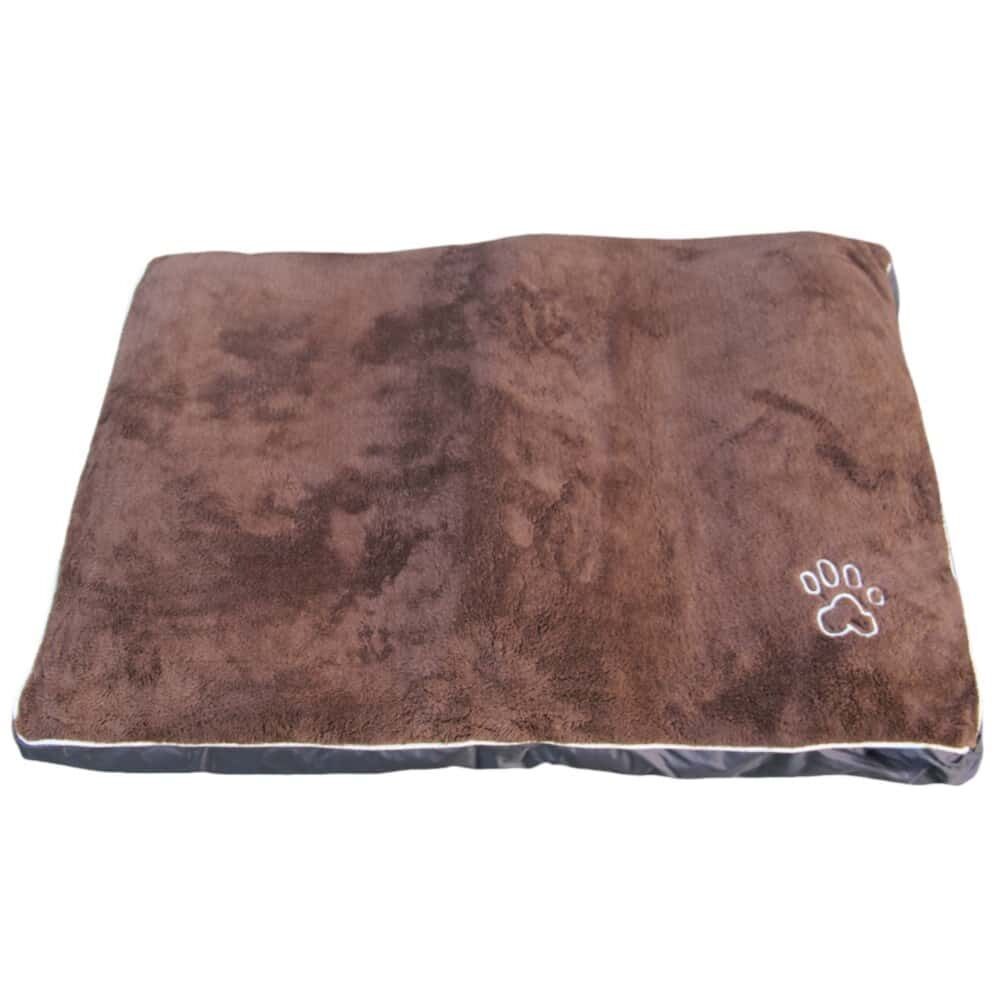 Medium Dog Puppy Pad Bed Kennel Mat Cushion Bed 80 x 60 cm Brown / Beige
