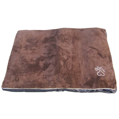 Medium Dog Puppy Pad Bed Kennel Mat Cushion Bed 80 x 60 cm Brown / Beige