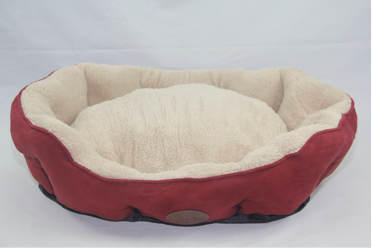 YES4PETS Washable Beige / Grey / Red Fleece Soft Pet Dog Cat Bed-Large