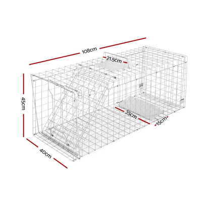 YES4PETS XXXL Animal Trap Humane Possum Cage Live Animal Safe Catch Rabbit Cat Hare 108X40X45CM