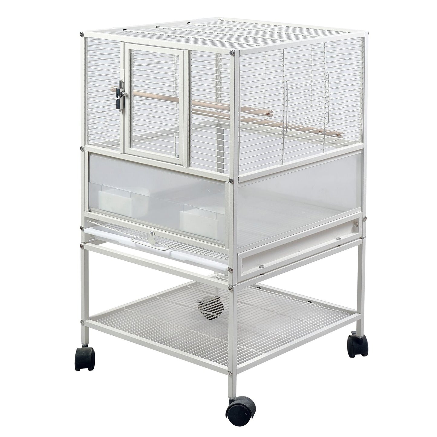 YES4PETS Small Bird Transport Budgie Cage Parrot Aviary Carrier With Stand & Wheels