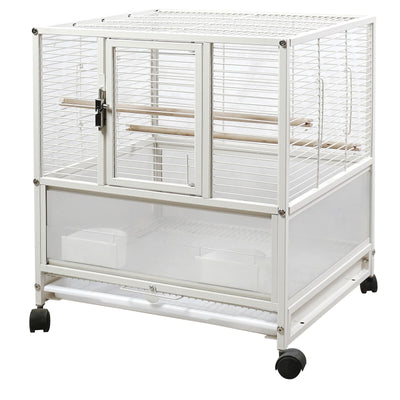 YES4PETS Small Bird Transport Budgie Cage Parrot Aviary Carrier with Wheels