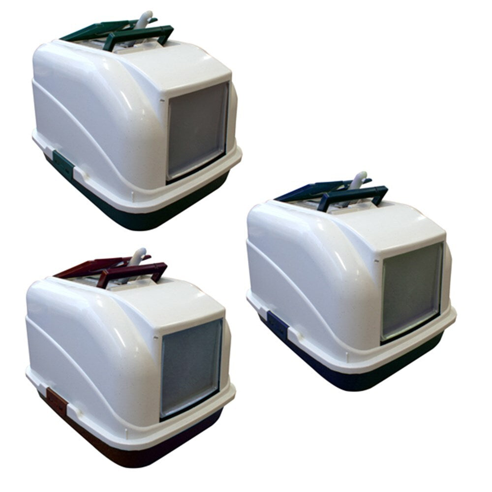 Rect Portable Hooded Cat Toilet Litter Box Tray House With Handle and Scoop