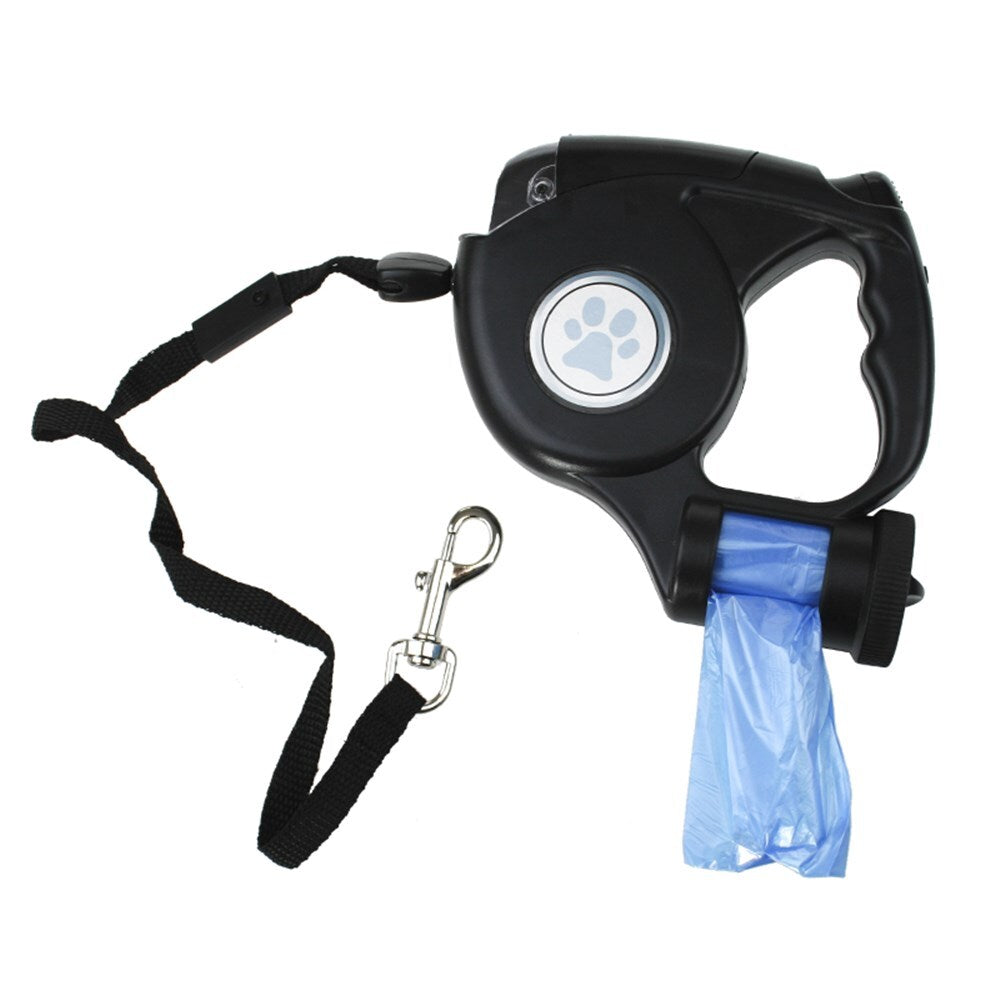 5 m Pet Small Dog Leash Retractable Walking Collar Automatic Traction Rope with Waste Bag Dispenser
