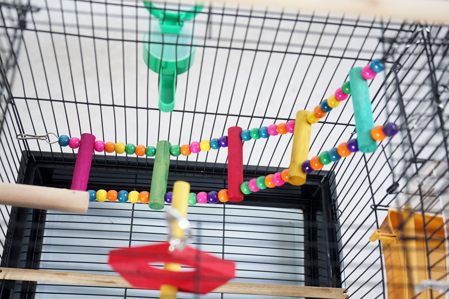 YES4PETS Medium Size Black Bird Cage Parrot Budgie Aviary with Perch Stand and Castor Wheels