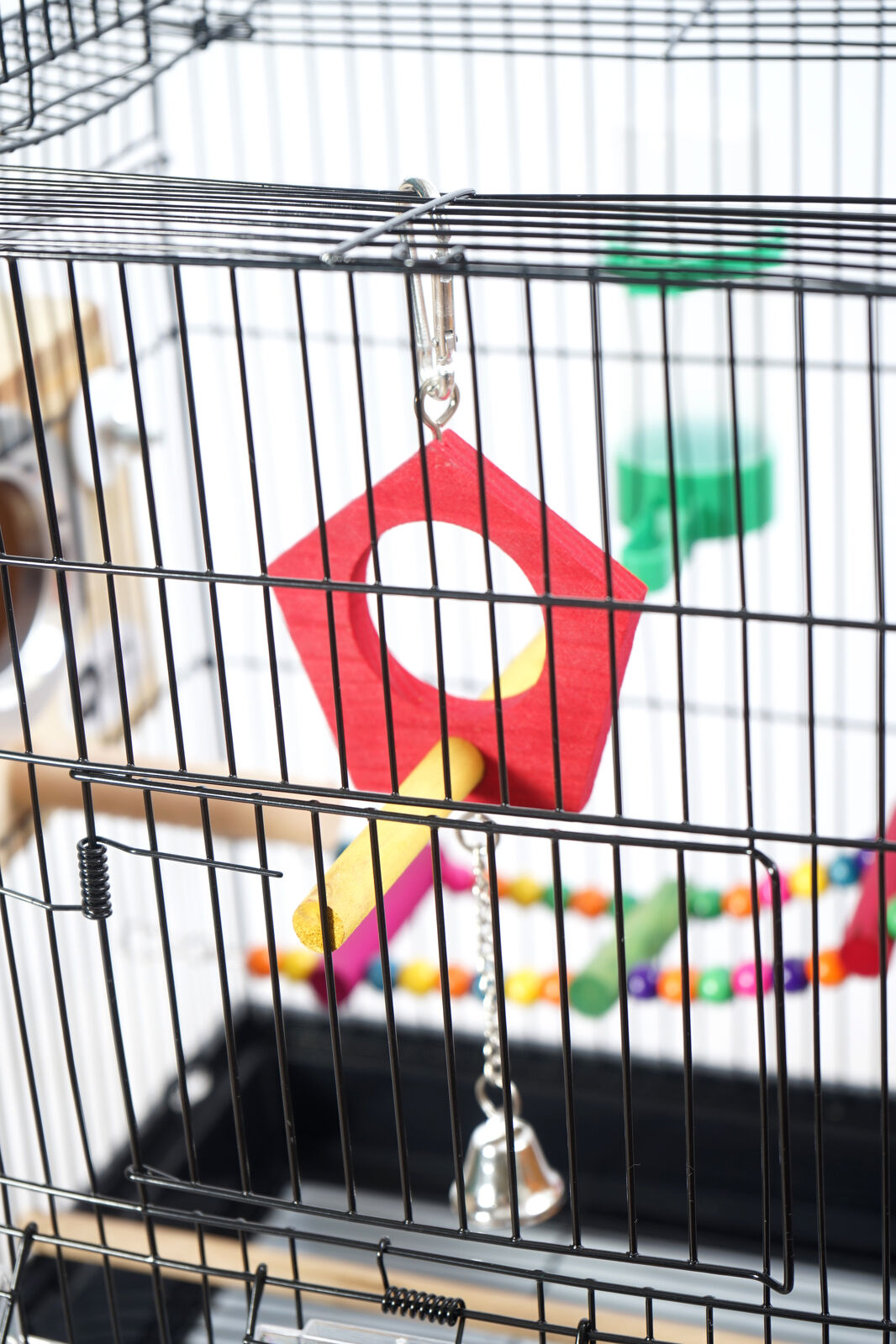 YES4PETS Medium Size Black Bird Cage Parrot Budgie Aviary with Perch Stand and Castor Wheels