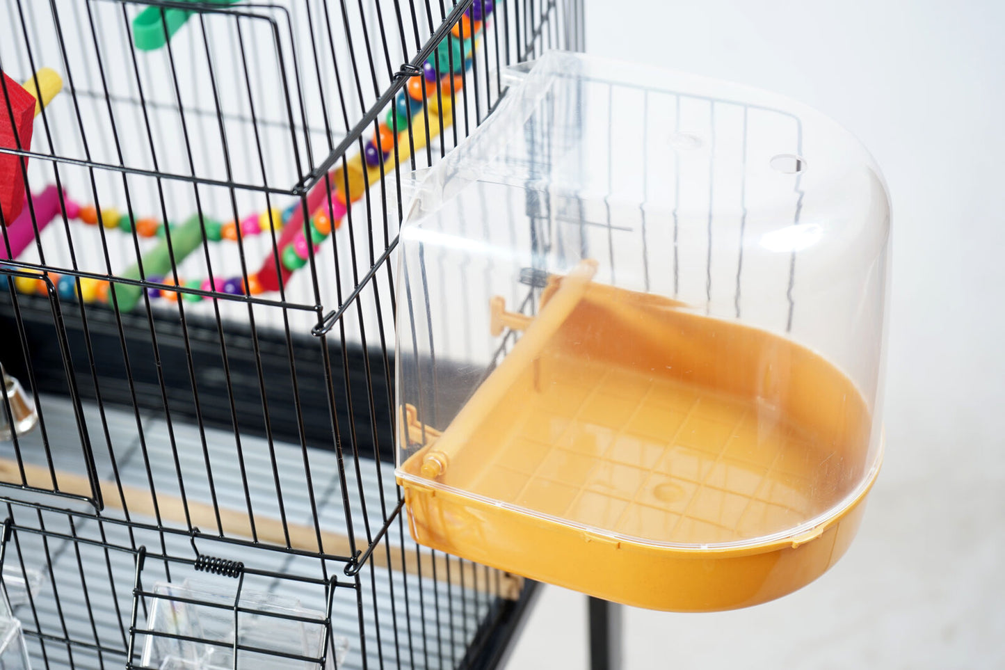 YES4PETS Medium Size Black Bird Cage Parrot Budgie Aviary with Perch Stand and Castor Wheels