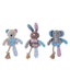 3 x Patchwork Plush Rope Dog Toys Squeaky Crinkle Bear Rabbit Elephant Set