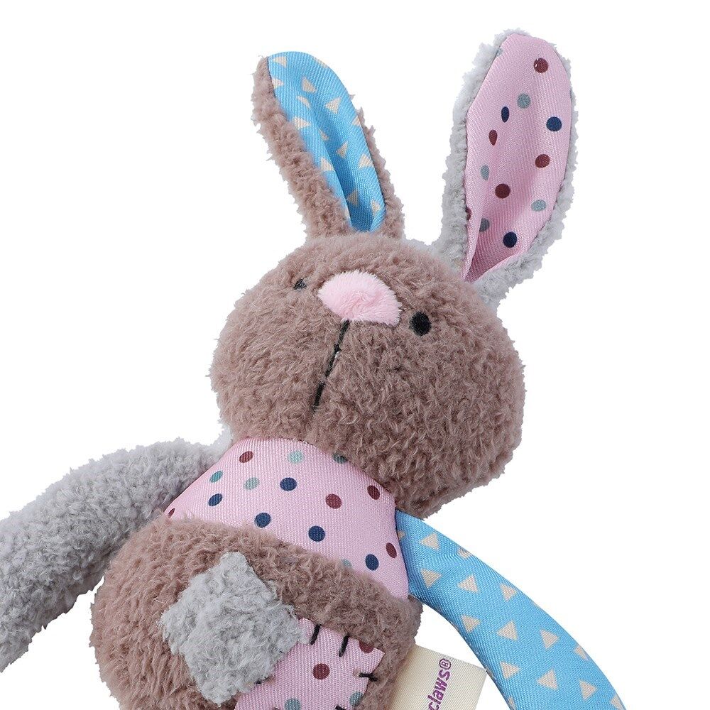 3 x Patchwork Plush Rope Dog Toys Squeaky Crinkle Bear Rabbit Elephant Set