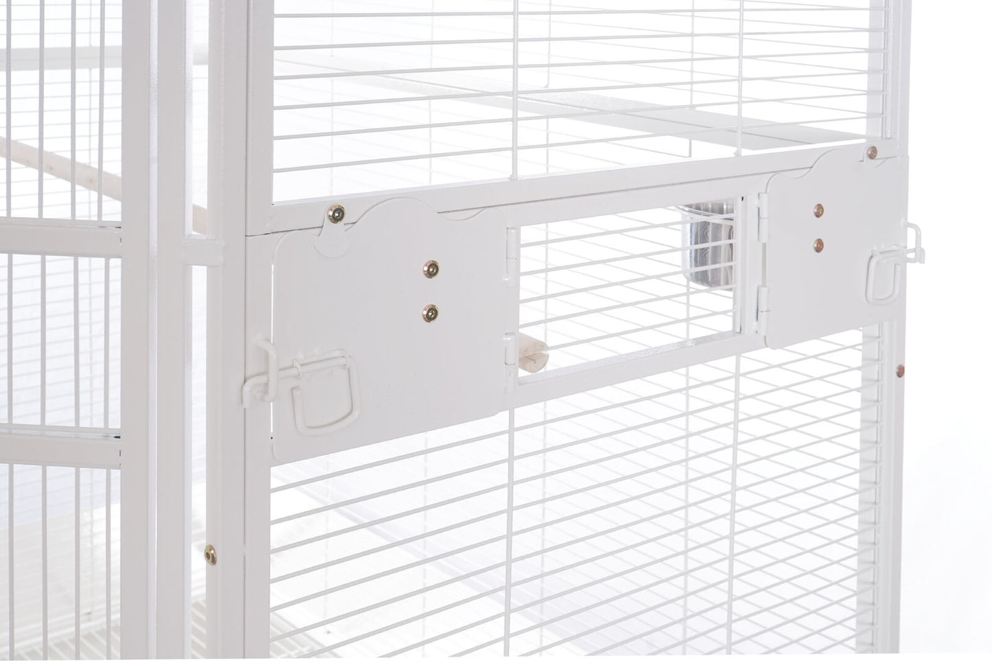YES4PETS 185cm XXL White Corner Bird Cage Pet Parrot Aviary  Perch Castor Wheel With Cover